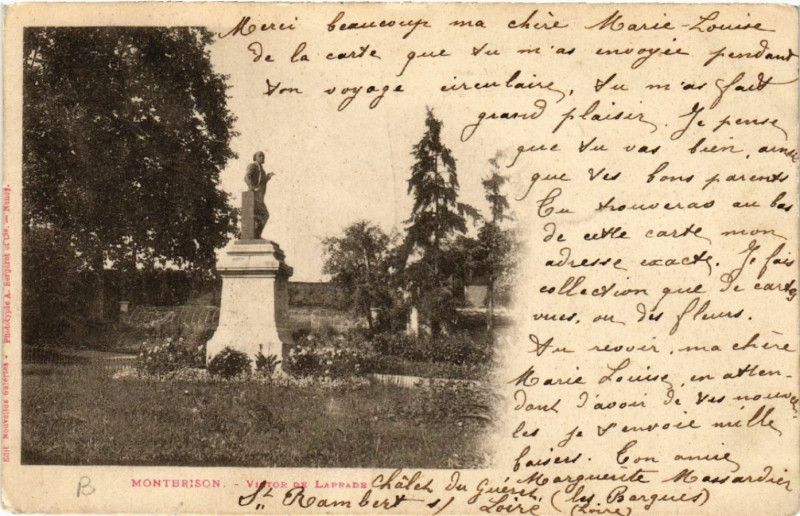 Carte postale ancienne Montbrison - Victor de Laprade à Montbrison
