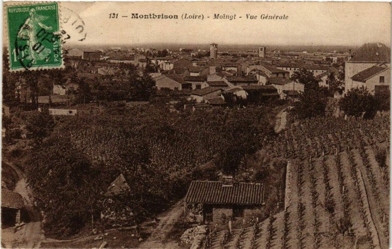 Carte postale ancienne Montbrison - Moingt - Vue générale à Montbrison