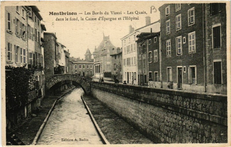 Carte postale ancienne Montbrison - Les Bords du Vizezi - Les Quais à Montbrison