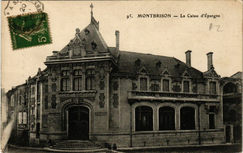 Carte postale ancienne Montbrison - La Caisse d'Epargne à Montbrison