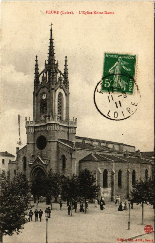 Carte postale ancienne Feurs - L'Eglise Notre-Dame à Feurs