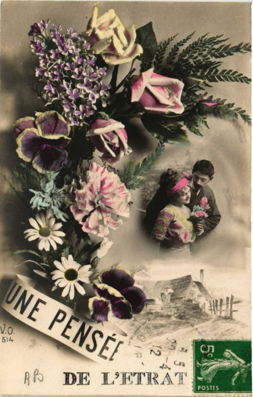 Carte postale ancienne Une Pensée de L'Etrat à L'Étrat