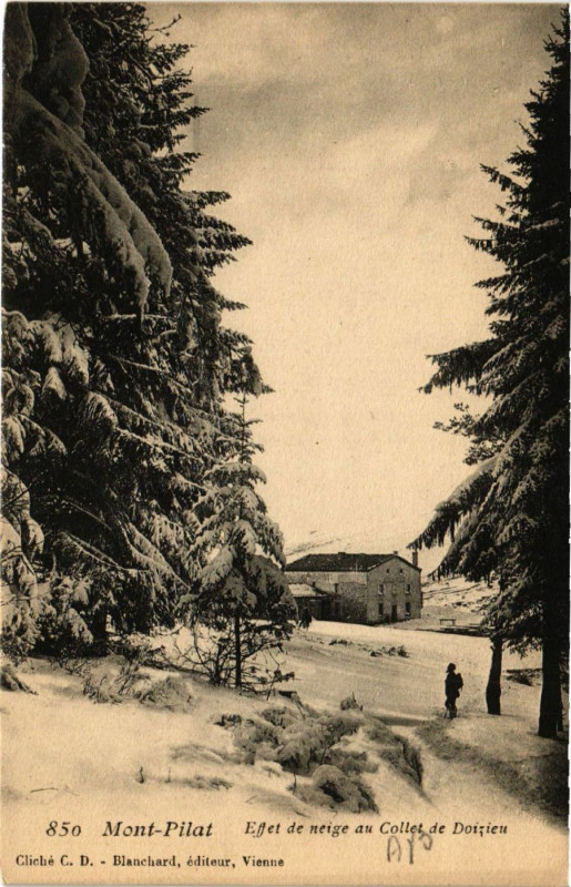 Carte postale ancienne Mont-Pilat - Effet de neige du Coilet de Doizieux à Doizieux