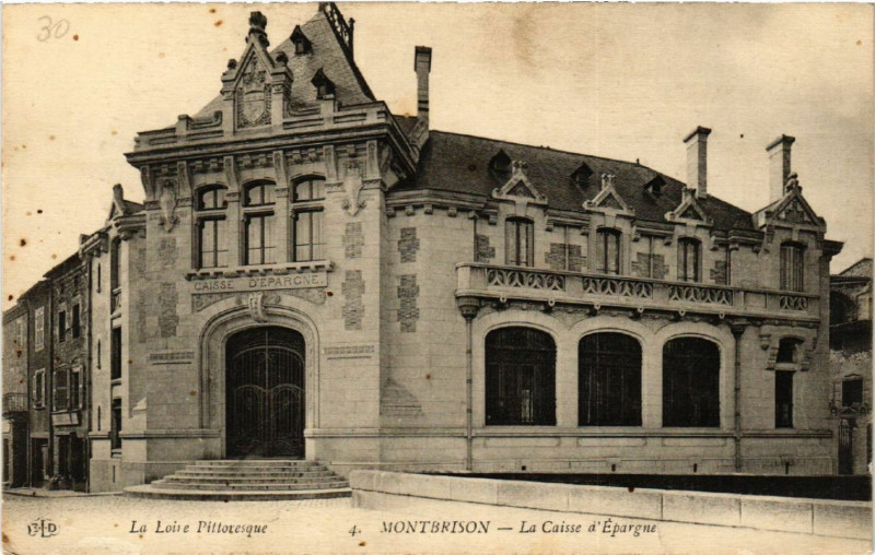 Carte postale ancienne Montbrison - La Caisse d'Epargne à Montbrison