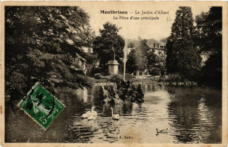 Carte postale ancienne Montbrison - Le Jardin d'Allard - La Piéce d'eau principale à Montbrison