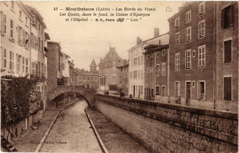 Carte postale ancienne Montbrison - Les Bords du Vizezi - Les Quais dans le .. à Montbrison
