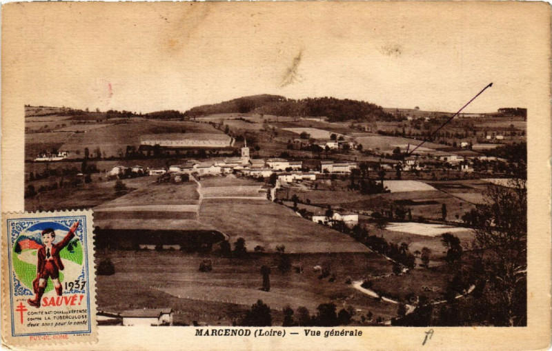 Carte postale ancienne Marcenod - Vue générale à Marcenod
