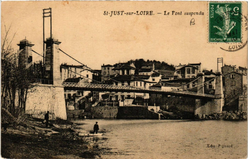 Carte postale ancienne Saint-Just-sur-Loire - Le Pont suspendu