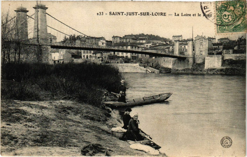 Carte postale ancienne Saint-Just-sur-Loire - La Loire et le Pont