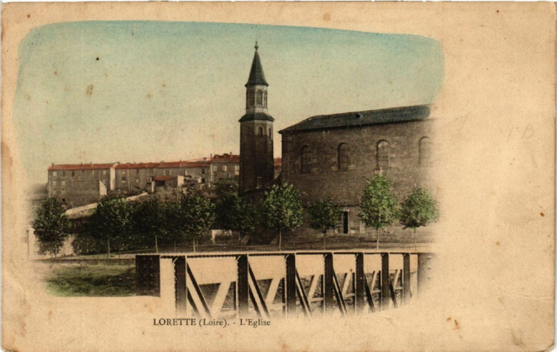 Carte postale ancienne Lorette - L'Eglise à Lorette