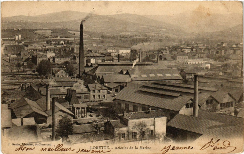 Carte postale ancienne Lorette - Aciéries de la Marine à Lorette