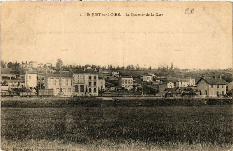 Carte postale ancienne Saint-Just-sur-Loire - Le Quartier de la Gare
