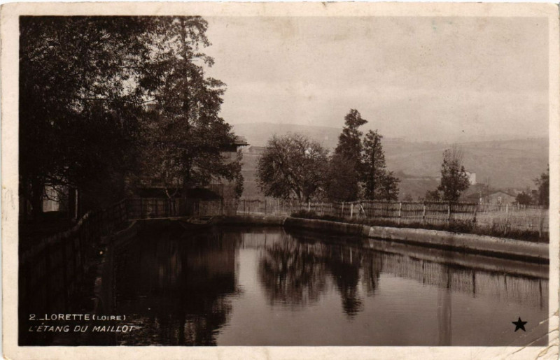 Carte postale ancienne Lorette - L'Etang du Maillot à Lorette
