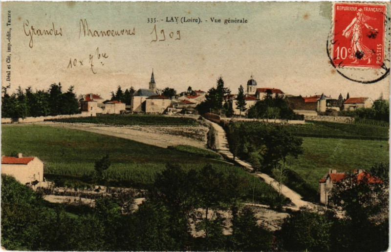 Carte postale ancienne Lay - Vue générale à Lay