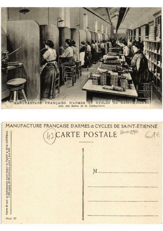 Carte postale ancienne Manufacture d'Armes et Cycles Saint-Etienne Salle de la Cartoucherie à Saint-Étienne
