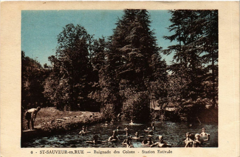 Carte postale ancienne Saint-Sauveur-en-Rue - Baignade des Colons - Station Estivale à Saint-Sauveur-en-Rue