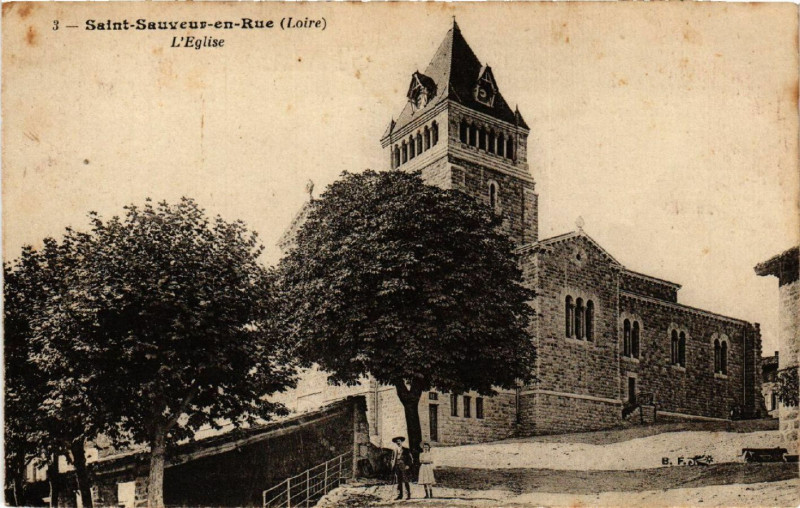 Carte postale ancienne Saint-Sauveur-en-Rue - L'Eglise à Saint-Sauveur-en-Rue