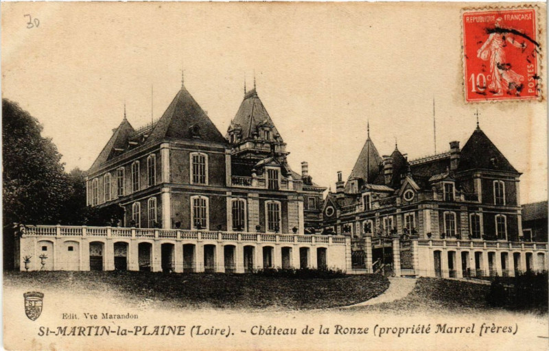 Carte postale ancienne Saint-Martin-la-Plaine - Chateau de la Ronze (propriété .. à Saint-Martin-la-Plaine