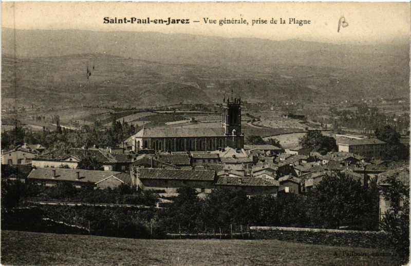 Carte postale ancienne Saint-Paul-en-Jarez - Vue générale prise de la Plagne à Saint-Paul-en-Jarez