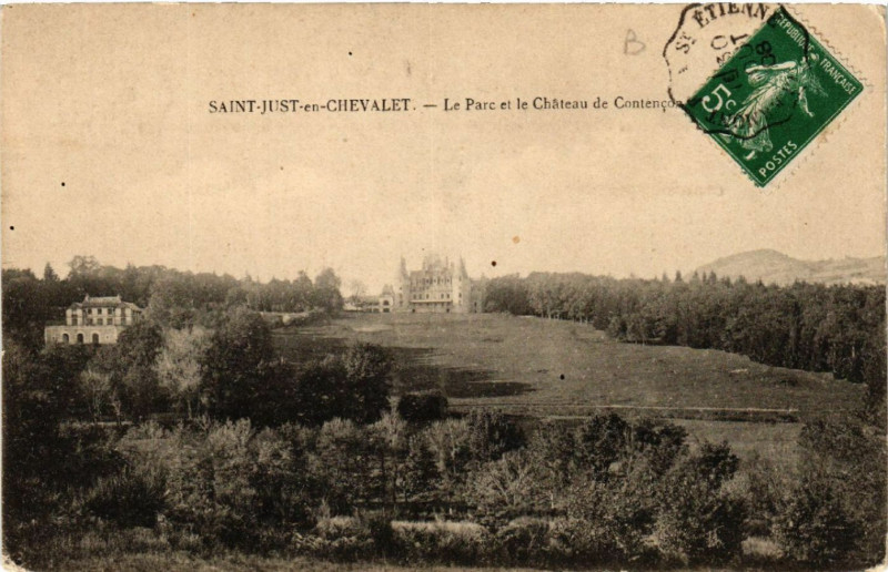 Carte postale ancienne Saint-Just-en-Chevalet - Le Parc et le Chateau de Contenson à Saint-Just-en-Chevalet