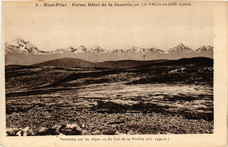 Carte postale ancienne Mont-Pilat - Panorama sur les Alpes vu du Cret de la Perdrix