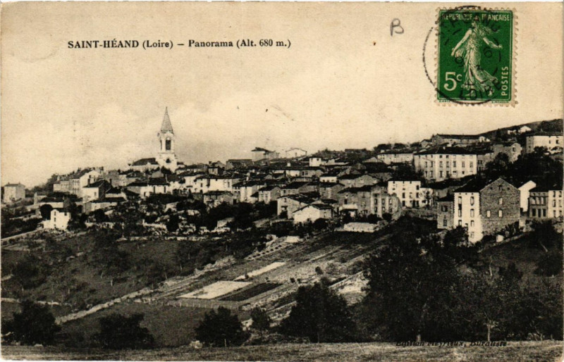 Carte postale ancienne Saint-Heand - Panorama (Alt. 680 m) à Saint-Héand