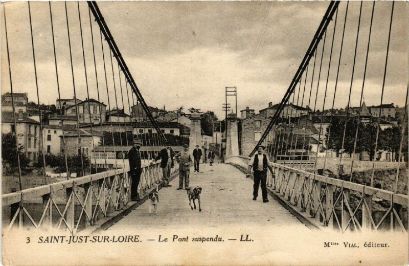 Carte postale ancienne Saint-Just-sur-Loire - Le Pont suspendu