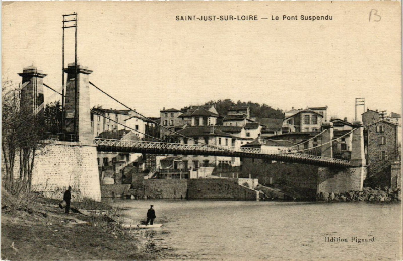 Carte postale ancienne Saint-Just-sur-Loire - Pont Supendu