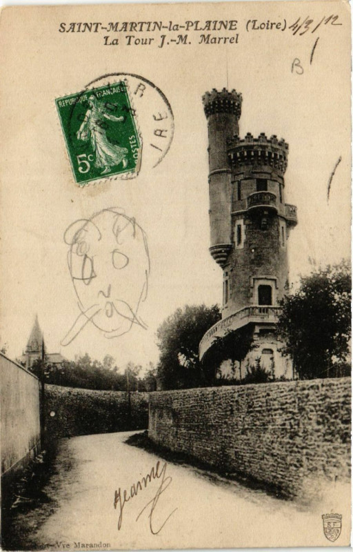 Carte postale ancienne Saint-Martin-la-Plaine - La Tour J.-M. Marvel à Saint-Martin-la-Plaine
