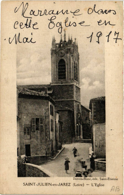 Carte postale ancienne Saint-Julien-en-Jarez - L'Eglise