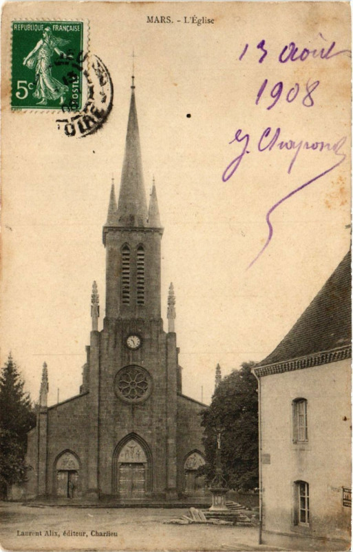 Carte postale ancienne Mars - L'Eglise à Mars