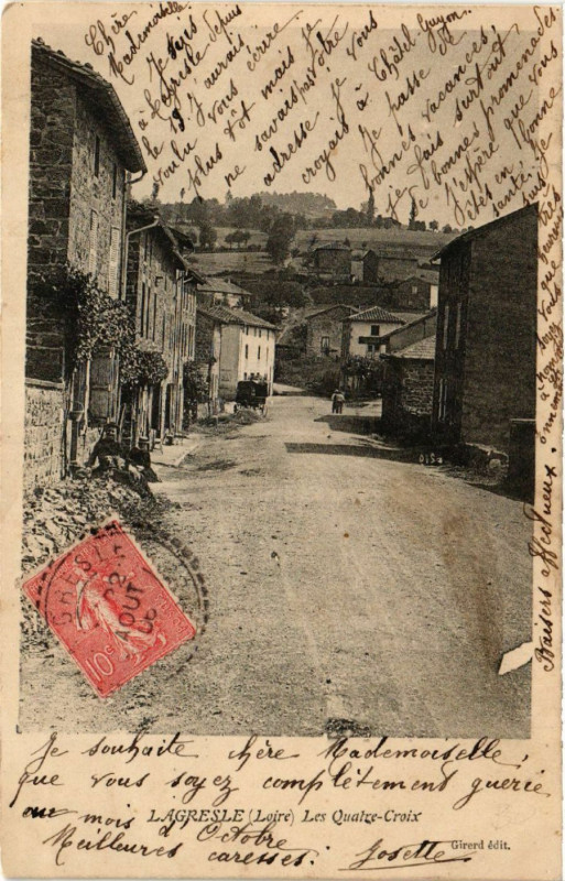 Carte postale ancienne Lagresle - Les Quatre-Croix