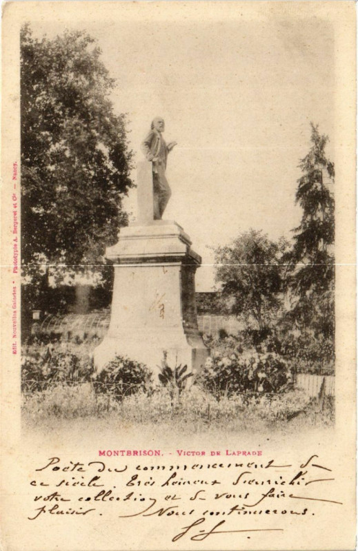Carte postale ancienne Montbrison - Victor de Laprade à Montbrison