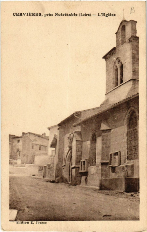 Carte postale ancienne Cervieres pres Noiretable - L'Eglise à Cervières
