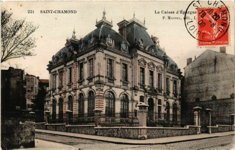Carte postale ancienne Saint-Chamond - La Caisse d'Epargne à Saint-Chamond