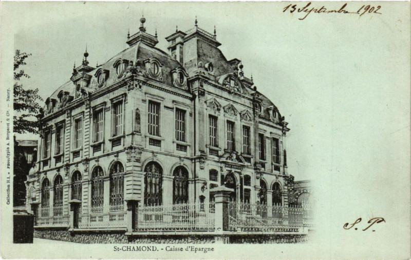 Carte postale ancienne Saint-Chamond - Caisse d'Epargne à Saint-Chamond