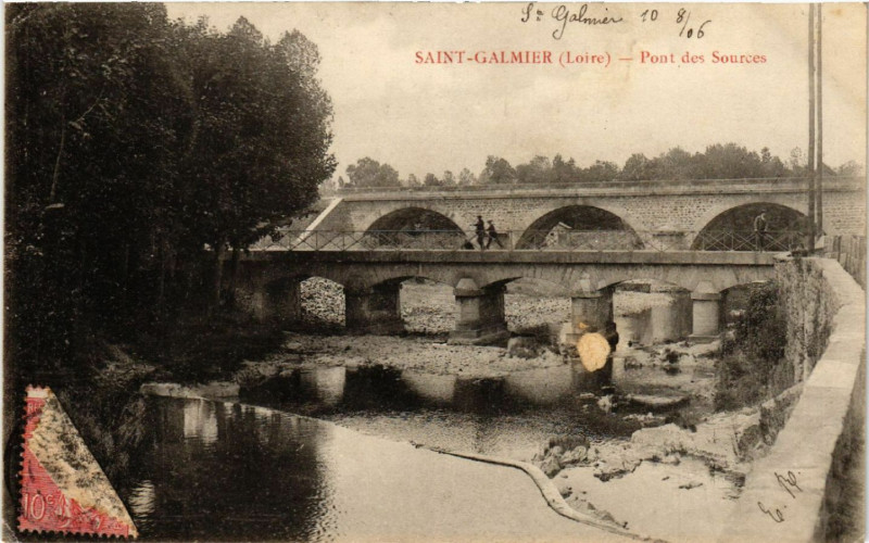 Carte postale ancienne Saint-Galmier - Pont des Sourves à Saint-Galmier