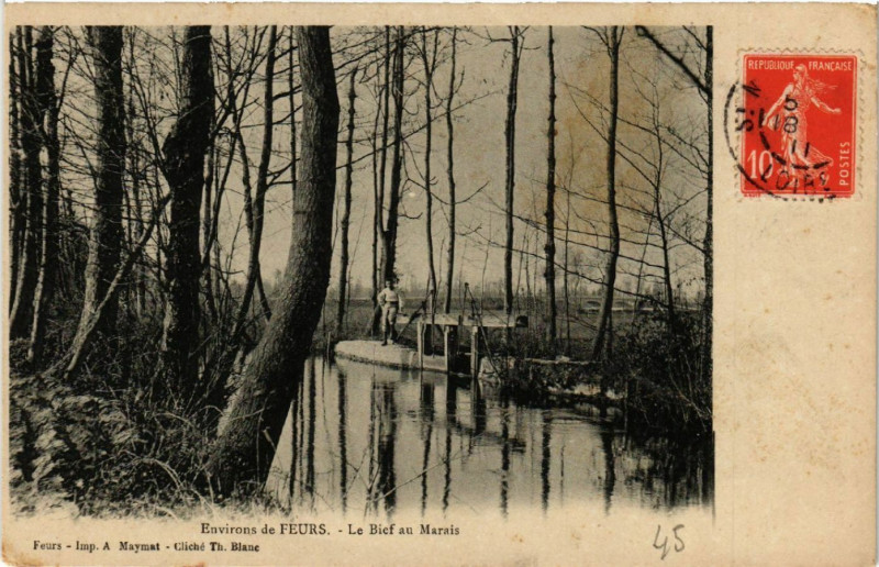 Carte postale ancienne Environs de Feurs - Le Bief au Marais à Feurs