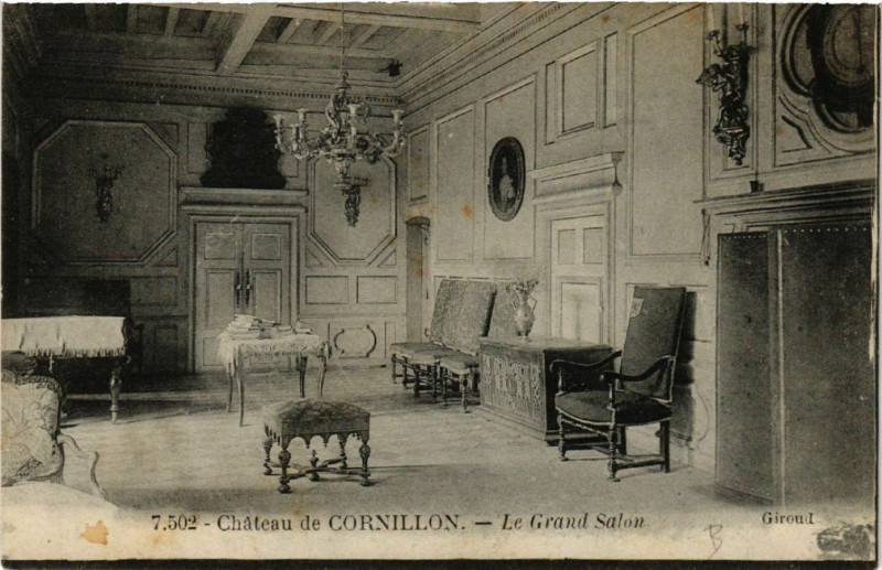 Carte postale ancienne Chateau de Cornillon - Le Grand Salon