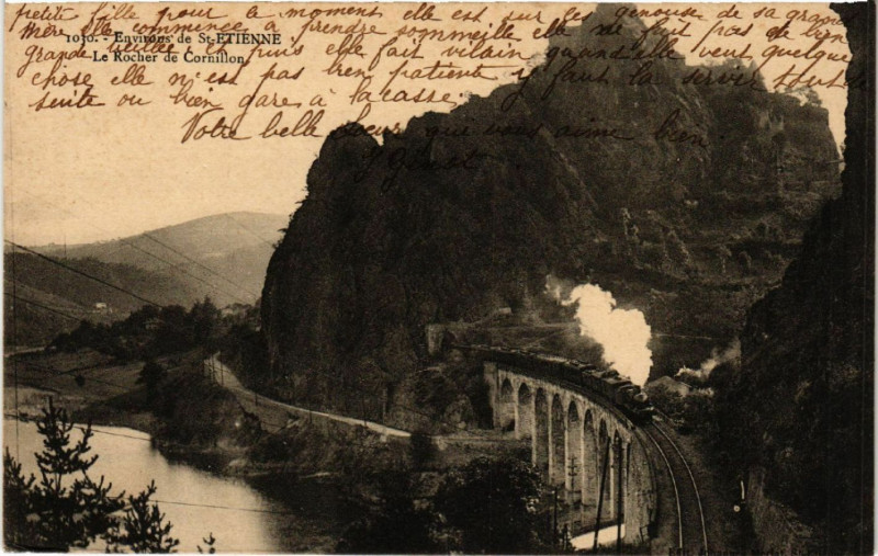 Carte postale ancienne Environs de Saint-Etienne - Le Rocher de Cornillon à Saint-Étienne