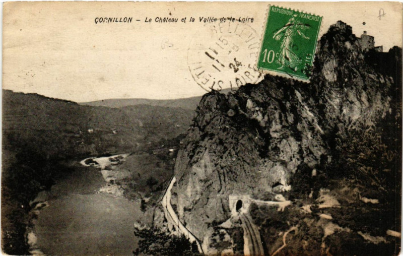Carte postale ancienne Cornillon - Le Chateau et le Vallée de la Loire