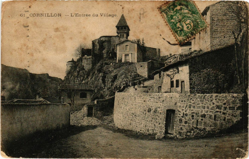 Carte postale ancienne Cornillon - L'Entrée du Village
