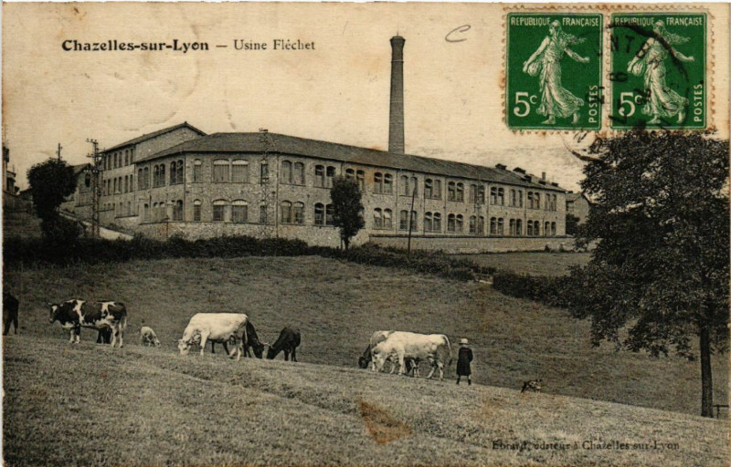 Carte postale ancienne Chazelles-sur-Lyon - Usine Fléchet à Chazelles-sur-Lyon