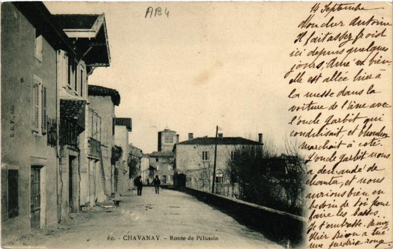 Carte postale ancienne Chavanay - Route de Pelussin à Chavanay