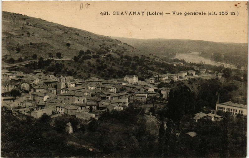 Carte postale ancienne Chavanay - Vue générale (alt. 155 m.) à Chavanay