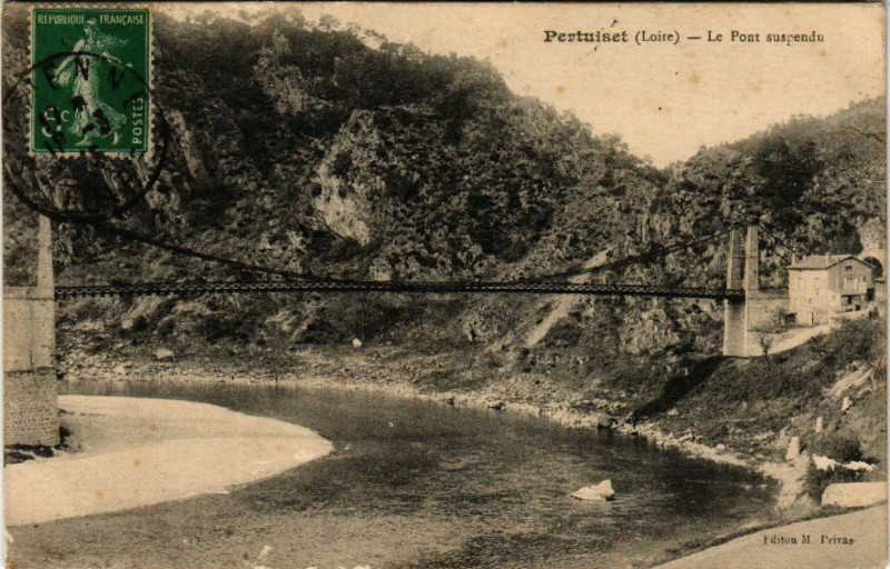 Carte postale ancienne Perinset - Le Pont suspendu