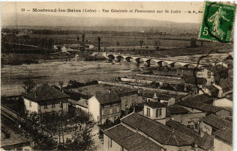 Carte postale ancienne Montrond-les-Bains - Vue Générale et Panorama sur la Loire à Montrond-les-Bains