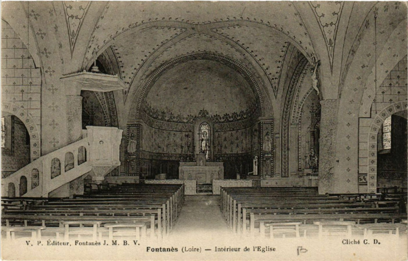 Carte postale ancienne Foutanés - Intérieur de l'Eglise