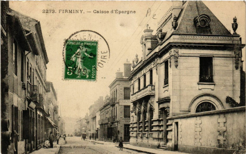Carte postale ancienne Firminy - Caisse d'Epargne à Firminy