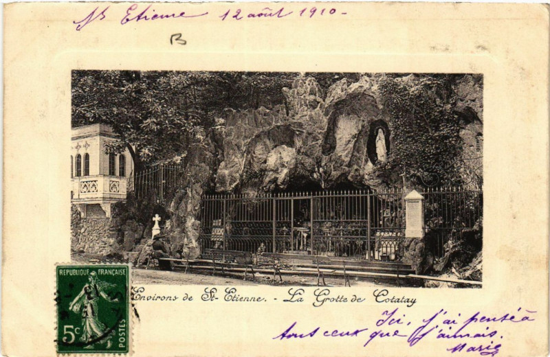 Carte postale ancienne Environs de Saint-Etienne - La Grotte de Cotatay à Saint-Étienne